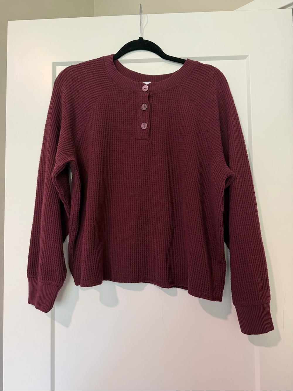 Old Navy Waffle-Knit Henley Sweater - Burgundy